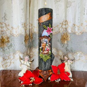 Velón Pesebre Tronco 4 pulgadas